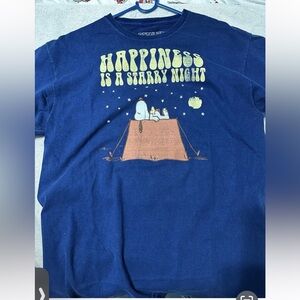 Snoopy Blue Graphic T-Shirt with Starry Night Design
